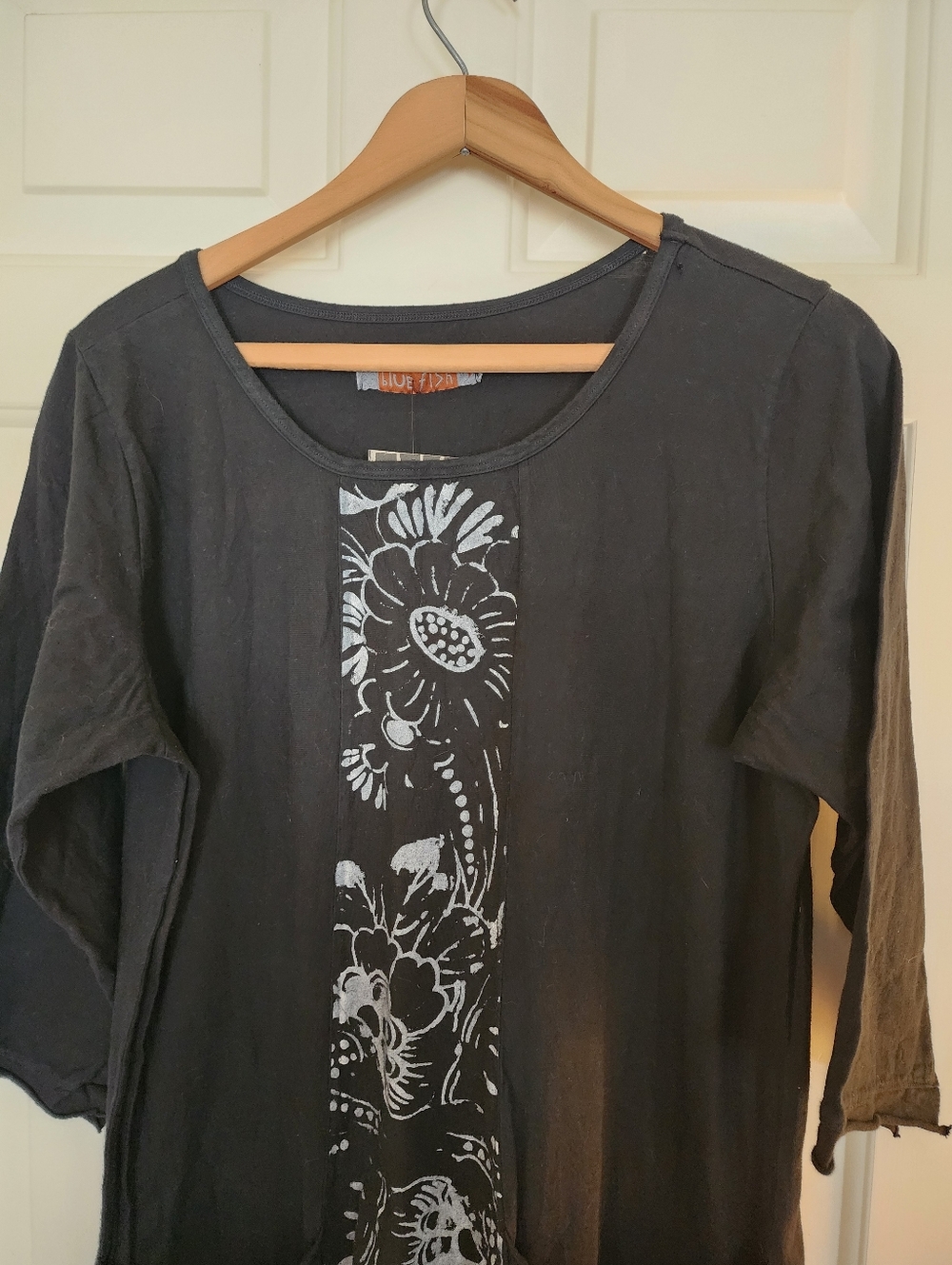 Bluefish Sunny Day Tunic Size 1 Black Floral Organic Artsy Lagenlook NWT - Picture 10 of 12